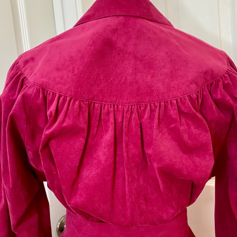 Lilli Ann Vintage Dress 1970s Magenta Dress Raspberry Pink Ultrasuede Minx vibe - Picture 5 of 12